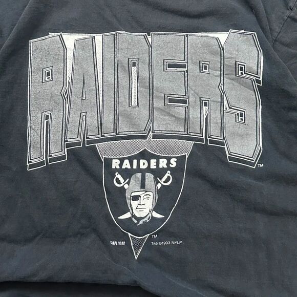 Vintage 80s NFL Oakland Raiders Spellout T-Shirt Size XL - Picture 2 of 5